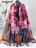 Water Lily & Summer Landscape Double-sided Oil Painting  Scarf